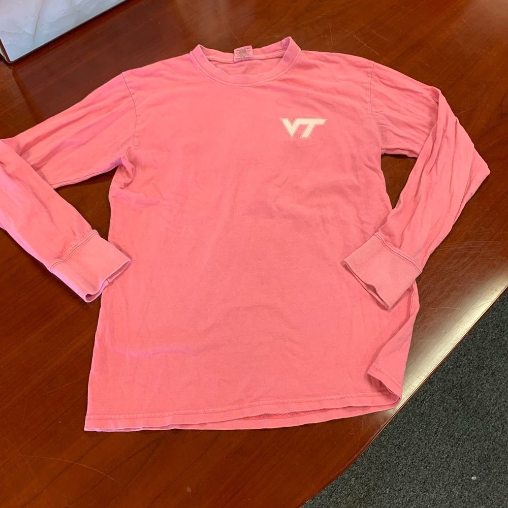 Virginia Tech Pink Weathered L/S T-Shirt sz S